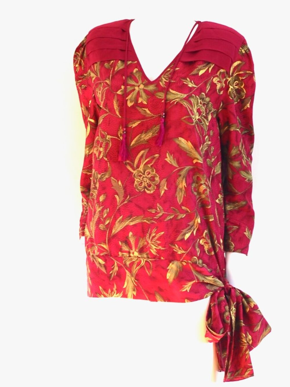 Diane Freis Original Silk Top With Side Sash - HK